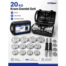 Slipt Ckspor 20 kg Krom Dambıl Seti Çantalı Döküm Plaka Ayarlanabilir Dambıl Ağırlık Seti