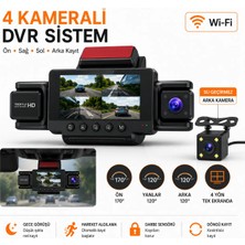 Space 4-Kameralı Dvr Geri Görüşlü Açısı Değiştirilebilir Premium Araç Kamerası, 64GB, Wi-Fi Destekli