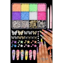 Misyul Tırnak Süsleme Pastel Bahar Charm Seti, Nail Art Tırnak Süslemesi