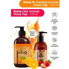 Rekze Aromaterapi Etkili Masaj Yağı Seti: Portakal 250 ml & Çilek 120 ml | %100 Doğal ve Yenilebilir.