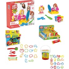 Ases Store Kuaför Oyun Hamur Seti + Hamur Kalıpları 16 Parça + Eğlenceli Kalıplar 19 Parça + 100GR Hamur Hediye
