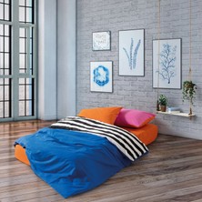 Cozy Home Popping Colors Tek Kişilik Lastikli Çarşaflı Nevresim Takımı Dusk Mavi