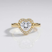 Fashion Kalp Kesim Zirkon Taşlı Gold Kadın Yüzük