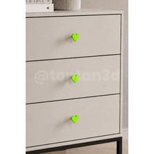 Toptan3D (4 Cm) Yeşil Kalp Dolap Kulpu, Mobilya Kulbu - Bebek, Çocuk Oda Aksesuar, Kalp Kulp (Kulp Vidası Dahildir)