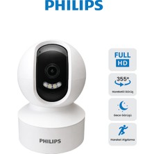 Philips TAI6000W Full Hd Akıllı Ev Kamerası | 355° Panoramik Görüş | Gece Görüşü | Hareket Takibi | 128 GB Microsd Desteği