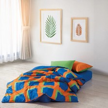 Cozy Home Popping Colors Tek Kişilik Lastikli Çarşaflı Nevresim Takımı Venus Mavi