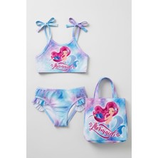Modanino Kız Çocuk Çantalı 3'lü Mayo Takımı (Çanta+Mayo+Bikini) 3-10 Yaş 12732N