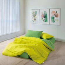 Cozy Home Popping Colors Tek Kişilik Lastikli Çarşaflı Nevresim Takımı Sage Sarı-Yeşil