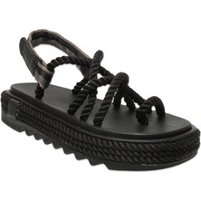 Bohonomad Ibiza Mid Platform Halat Siyah Kadın Sandalet