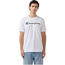 Champion 221814 Script Shop -Sleeve Tee Beyaz Erkek T-Shirt
