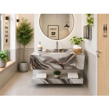 Akay Dizayn Porselen Banyo Lavabosu - Beyazsiyahsarı L13