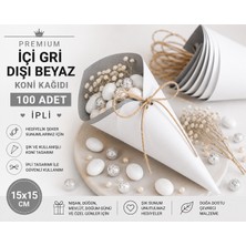 Orbak Kağıt Premium Önü Beyaz Arkası Gri Koni Kağıdı 100 Adet | Ipli Hediyelik Ikram ve Şeker Sunum Külahı