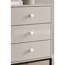 Toptan3D (4 Cm) Beyaz Rengi Kalp Dolap Kulpu, Mobilya Kulbu - Bebek, Çocuk Oda Aksesuar, Kalp Kulp (Kulp Vidası Dahildir)