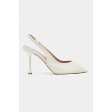 Nişantaşı Shoes Betty Bej Mat Burnu Açık Kadın Topuklu Ayakkabı