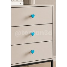 Toptan3D (4 Cm) Gök Mavisi Kalp Dolap Kulpu, Mobilya Kulbu - Bebek, Çocuk Oda Aksesuar, Kalp Kulp (Kulp Vidası Dahildir)