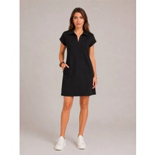 Rouge Basic Polo Yaka Cepli Modal Elbise