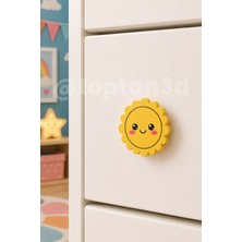 Toptan3D (5 Cm) Güneş Dolap Kulpu, Mobilya Kulbu - Çocuk Oda Aksesuarı, Güneş Kulp (Kulp Vidası Dahildir)