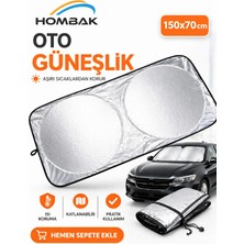 Motto Ticaret Katlanabilir Araç Ön Cam Güneşliği 150X70 cm Isı Yansıtıcı Büyük Boy Tüm Araçlara Uygun