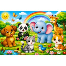 Maketçiniz Ahşap+Eva Puzzle Yapboz 12 Parça Hayvanlar Alemi