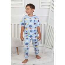 Zuzunga Kısa Kollu Planet Pattern Erkek Çocuk Pijama Takımı