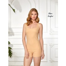 Intive Lingerie Berrak %85 Pamuklu Kalın Askılı Kare Yaka Lazer Kesim Kadın Atlet