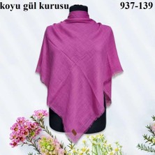 Soft İpek Soft Ipek Düz Renk Flamlı Pamuk Eşarp (Koyu Gül Kurusu) 937-139