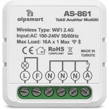 Alpsmart AS-861 Akıllı Wi-Fi Tekli Duvar Anahtarı Modülü Tuya Uyumlu