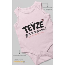 Morivo Kids Teyze ve Yan Sanayi Anne Yazılı Sıfır Kol Bebek Zıbını %100 Pamuk