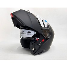 mt Kask Genesis Sv Pure A1 Mat Siyah Çene Açılır Kask Iç Güneş Vizörlü