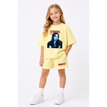 Fasardi Manifest Girls Mina Baskılı Oversize %100 Pamuk Tişört Şort 2li Çocuk Takım