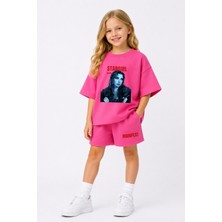Fasardi Manifest Girls Mina Baskılı Oversize %100 Pamuk Tişört Şort 2li Çocuk Takım