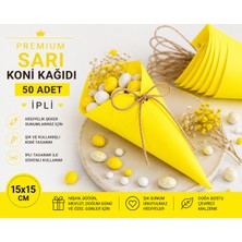 Orbak Kağıt Premium Sarı Koni Kağıdı 50 Adet | Ipli Hediyelik Ikram ve Şeker Sunum Külahı