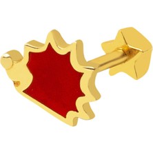 Bilezikci 14 Ayar Altın Kırmızı Tragus Küpe