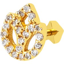 Bilezikci Yaşam Çiçeği 14 Ayar Altın Tragus Küpe