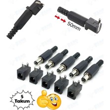 Fano (5Takım)3 Pin Dc Güç Konektörü Pcb Dayanağı Dişi Fiş Jakı+5Adet 5.5mm x 2.1mm