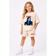 Fasardi Manifest Girls Mina Baskılı Oversize %100 Pamuk Tişört Şort 2li Çocuk Takım