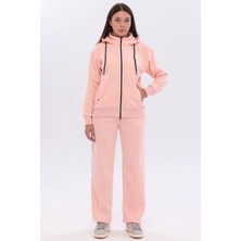 Trendhill Kadın Pamuklu Dik Yakalı Kapüşonlu Fermuarlı Eşofman Takımı Hardal MINT-107