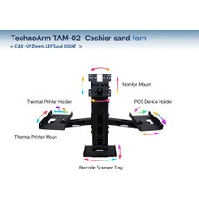 Technoloby Technoarm Tam-02 Kasiyer Standı, Kasa Standı, Monitör Standı, Pos Cihazı Tutucu, Adisyon Yazıcı Standı, Barkod Okuyucu Standı, Vesa Monitör Kolu, Market Kasa Standı, Restoran Pos Standı.