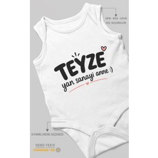 Morivo Kids Teyze ve Yan Sanayi Anne Yazılı Sıfır Kol Bebek Zıbını %100 Pamuk