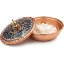 Erol Bakır El Yapımı %100 Bakır Kapaklı Şekerlik / Lokumluk (Tavus Kuşu Motifli)