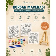 Kanvassepetinet Korsan Macerası Mini Şövaleli 3'lü Boyanabilir Kanvas Tuval Seti 20X20 12 Renk Boya