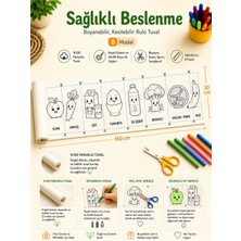 Kanvassepetinet Boyanabilir Kesilebilir Rulo Tuval Sağlıklı Beslenme 8 Model Çocuk Boyama Seti 160X30 cm