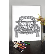 Kanvassepetinet Araba 1 40X30CM Çocuklar Için Özel Boyanabilir Tablo Tuval Mandala Kalem Hediyesi Yoktur.