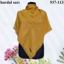 Soft İpek Soft Ipek Düz Renk Flamlı Pamuk Eşarp (Hardal Sarı) 937-113