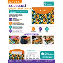 Marka Adel A4 Desenli Çıtçıtlı Zarf Dosya-Turuncu