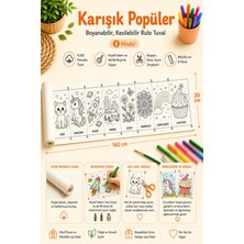 Kanvassepetinet Boyanabilir Kesilebilir Rulo Tuval Karışık Popüler 8 Model Çocuk Boyama Seti 160X30 cm