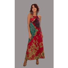 Boutique Bade Askılı Uzun Batik Elbise