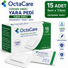 Octacare Yüksek Emici Yara Pedi (%800 Emici) Hipoalerjenik 5cm×7,5cm (15 Adet)