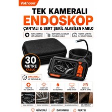Vothoon Ekranlı Tek Kameralı 30 mt Sert Kablo Yılan Endoskop Kamera 8 mm 4.3 Inc