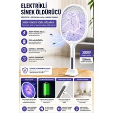 Vothoon Şarjlı Sinek Öldürücü Sivrisinek Raketi Elektrikli Karasinek Haşere Kovucu Mor Işıklı Sineklik Aleti